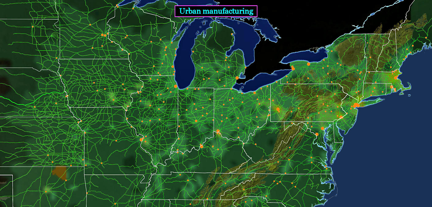Urban manufacturing boom, 1910 map